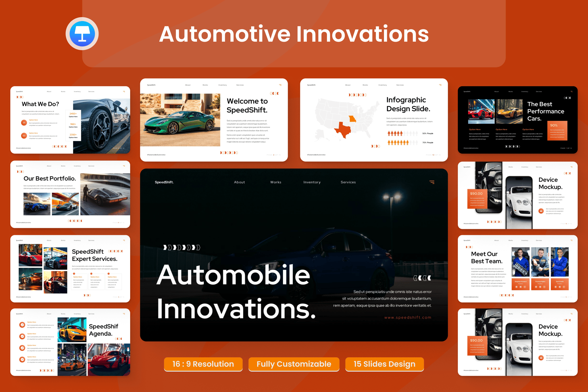 K0180【2025最新】高端汽车商务创新方案PPT模板 可编辑商业计划书Automotive Business & Innovation Presentation