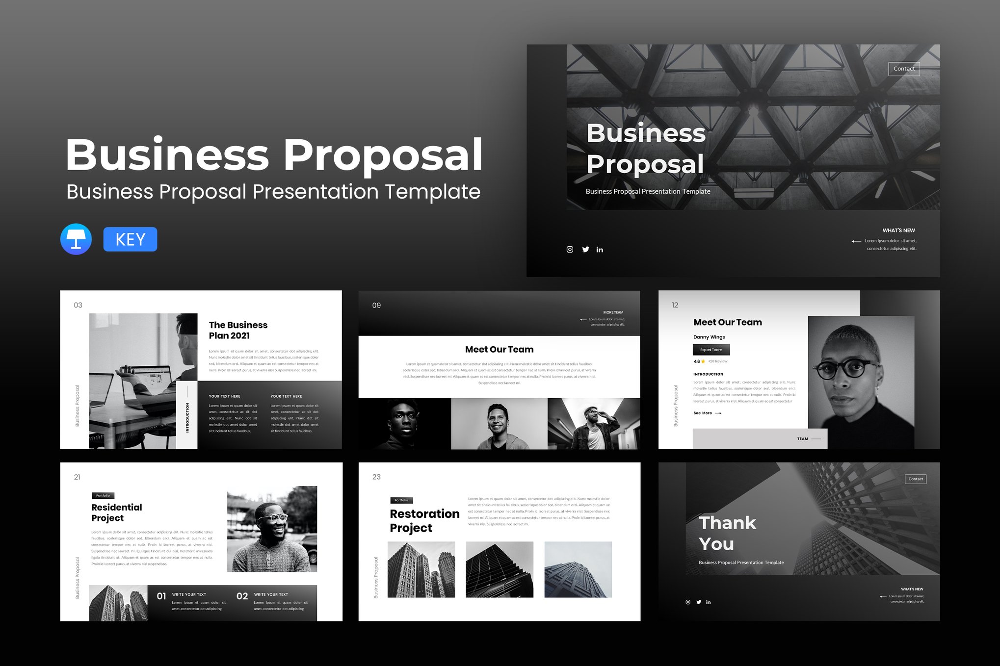 K0385高端商务PPT模板Keynote专用可编辑商业计划书免费字体30页Business Proposal Keynote Template