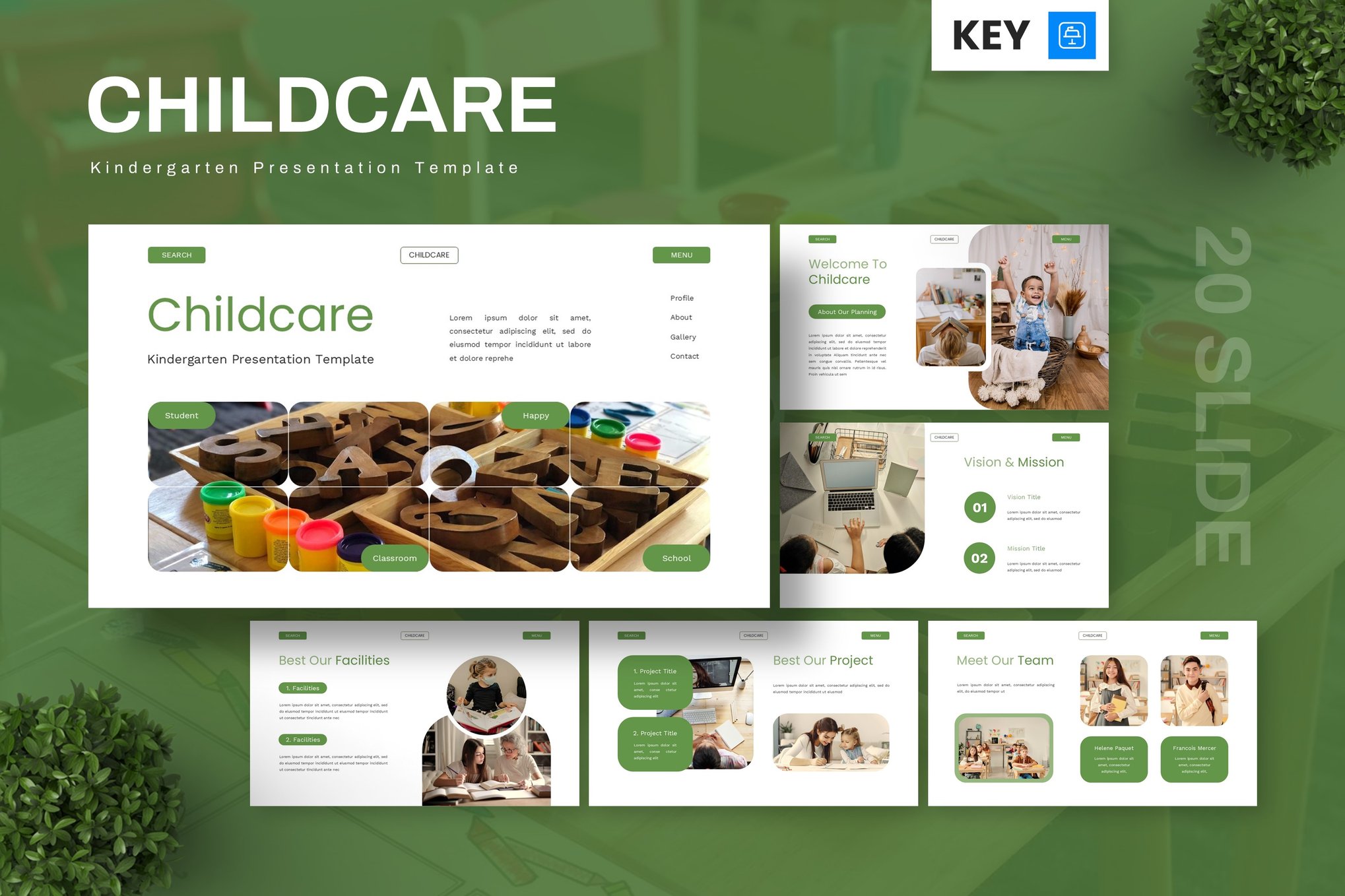 K0429幼儿园早教启蒙Keynote模板卡通可爱教师必备30套精美课件Childcare – Kindergarten Keynote Templates