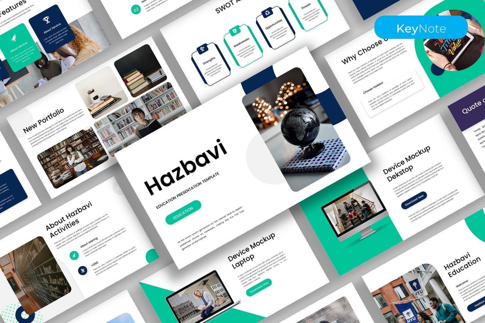 K0313Hazbavi教育Keynote模板简约大气可编辑教师课件学术风PPTHazbavi – Education Keynote Template
