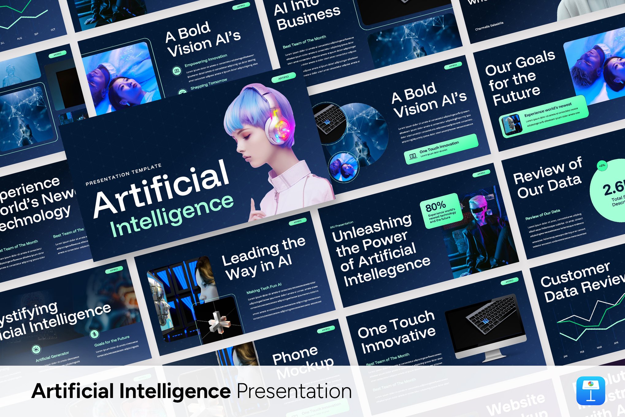 K0276人工智能PPT模板科技感可编辑动态高端商务答辩专用KeynoteArtificial Intelligence Keynote